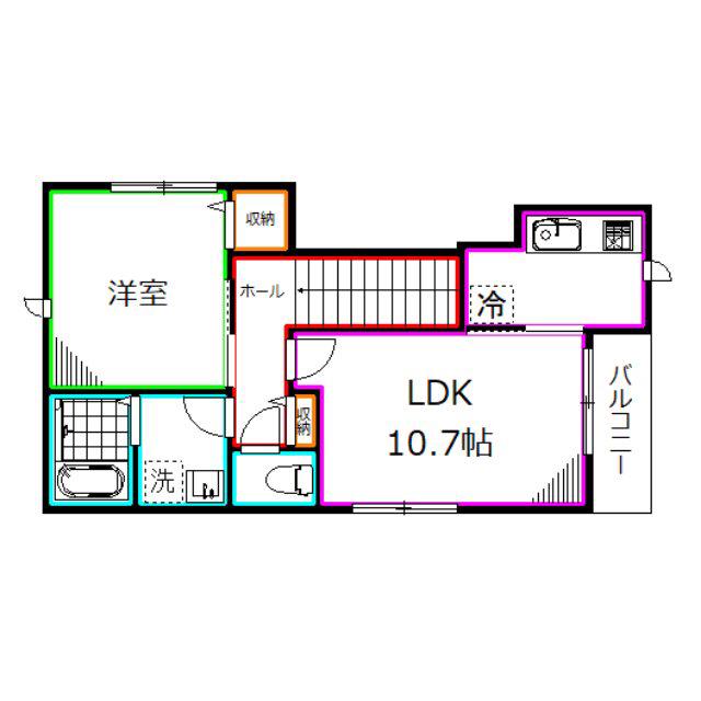 スプリングハウス(1LDK/2階)の間取り写真
