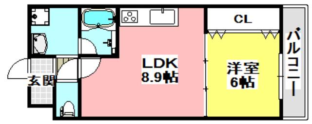 リブ・シャイン青葉丘南(1LDK/2階)の間取り写真