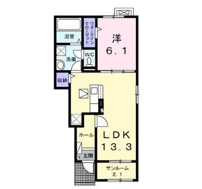 SPRING HILL駒ヶ根B(1LDK/1階)の間取り写真