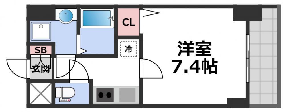 S-RESIDENCE緑橋駅前(1K/4階)の間取り写真