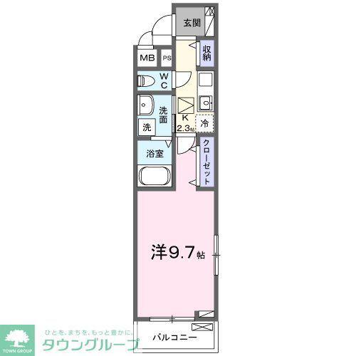 グラース(1K/1階)の間取り写真