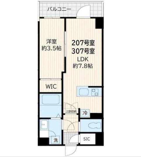 アルカンシエル新宿大京町(1LDK/3階)の間取り写真