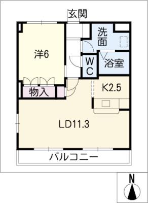 ストリーム氏神前(1LDK/1階)の間取り写真