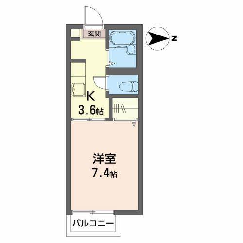 ラフィーネ中野栄(1K/2階)の間取り写真