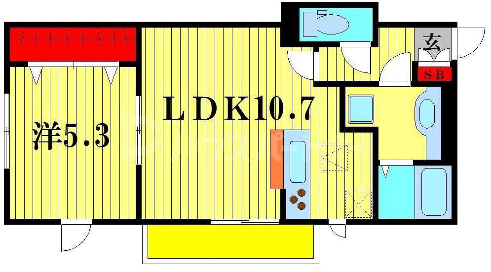 AXIS松戸(1LDK/1階)の間取り写真
