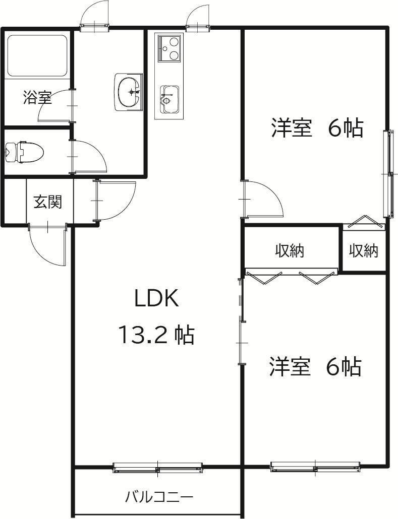 プリオール桜町(2LDK/2階)の間取り写真