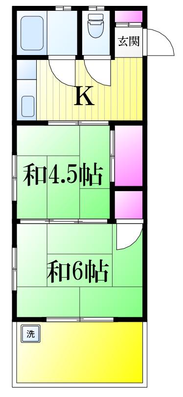 松川建設ビル(2K/2階)の間取り写真