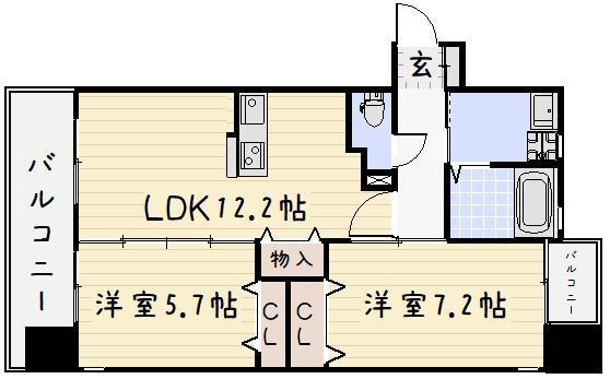 レジェンド砂津(2LDK/2階)の間取り写真
