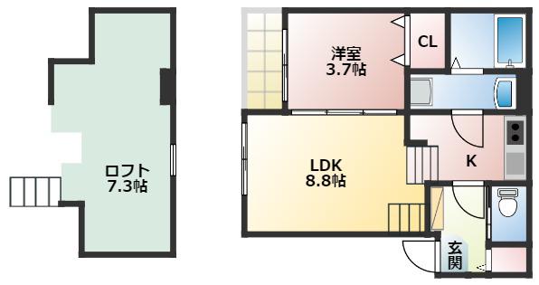 ディアマンテ(1SLDK/2階)の間取り写真