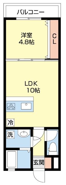VISTA LAGO(1LDK/3階)の間取り写真