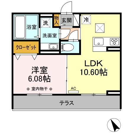 ピュア清水新居(1LDK/1階)の間取り写真