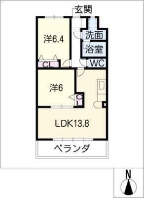 SCENA EST(2LDK/1階)の間取り写真