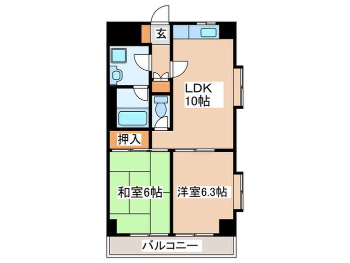 ロードサイドヒルズ(2LDK/2階)の間取り写真