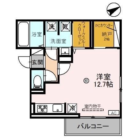 D-PLACE飾磨駅前(ワンルーム/1階)の間取り写真