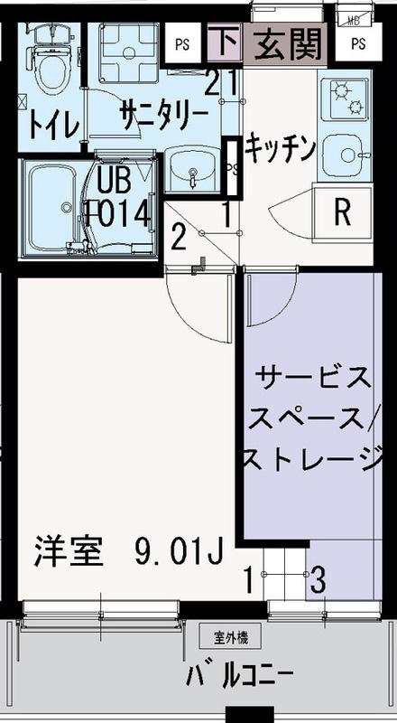 IXO上木崎(1K/3階)の間取り写真