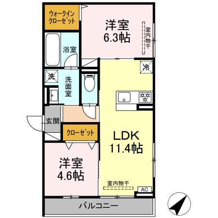 レヴリ広野(2LDK/3階)の間取り写真