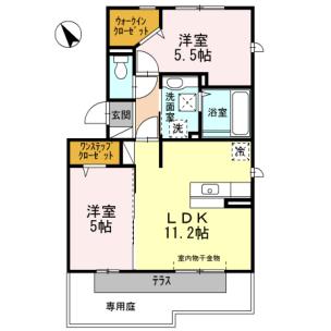 ドットエス(2LDK/1階)の間取り写真