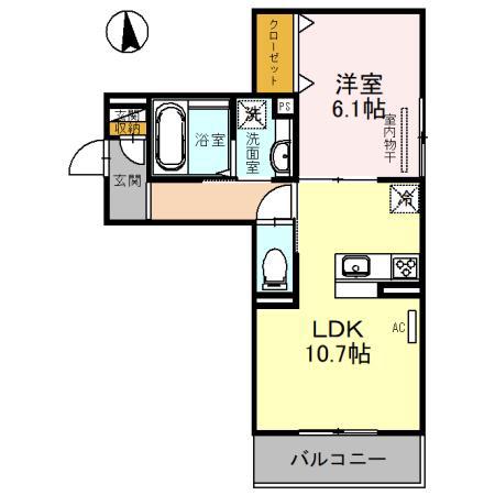 グリューネ武庫之荘(1LDK/3階)の間取り写真