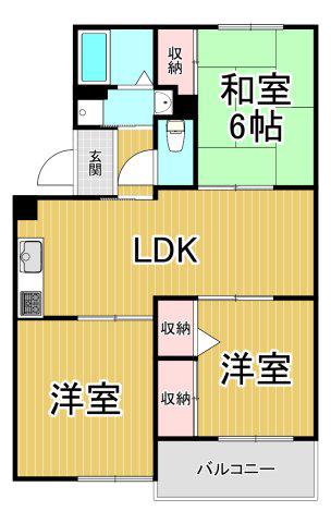 ヴィラ宝塚 宝松苑(3LDK/1階)の間取り写真