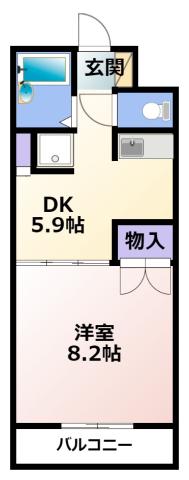 プレジデントヴィラA(1DK/1階)の間取り写真