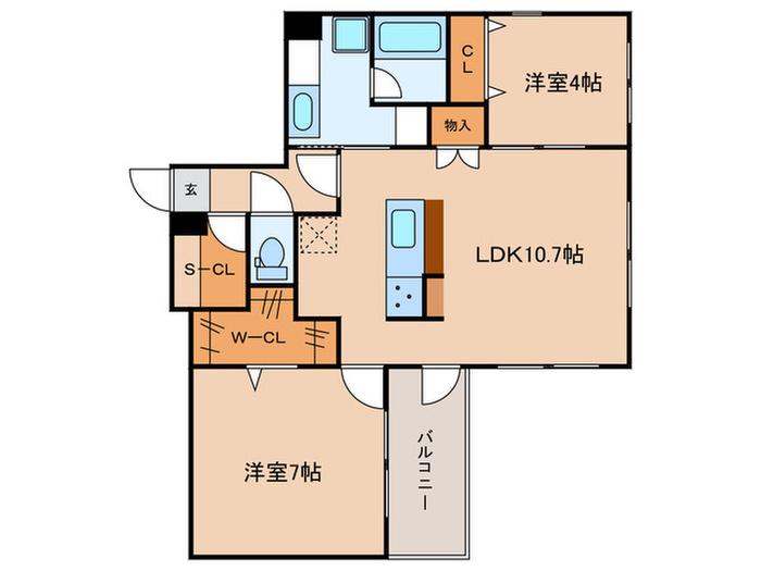 QUADOR CONTIGO高宮(2LDK/3階)の間取り写真