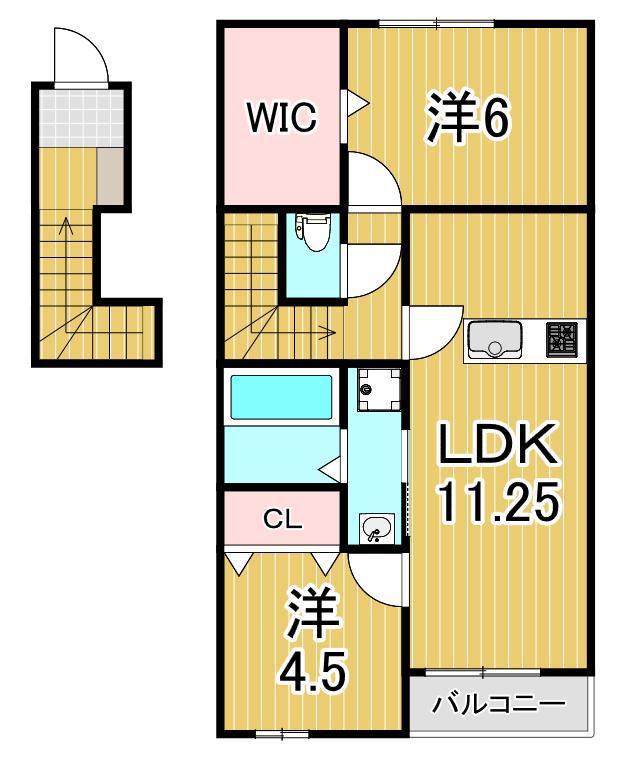 リーブルファイン足立神明(2LDK/2階)の間取り写真