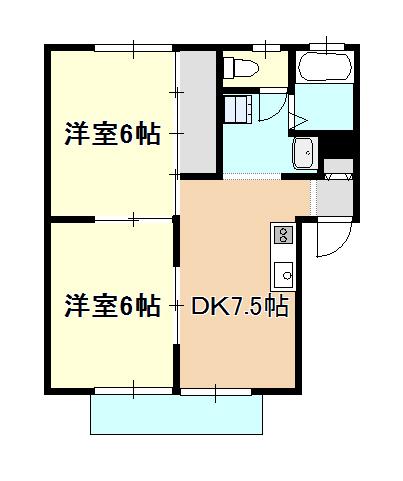 アメニティ洲崎(2DK/2階)の間取り写真