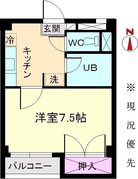 ブランメル宮町(1K/2階)の間取り写真