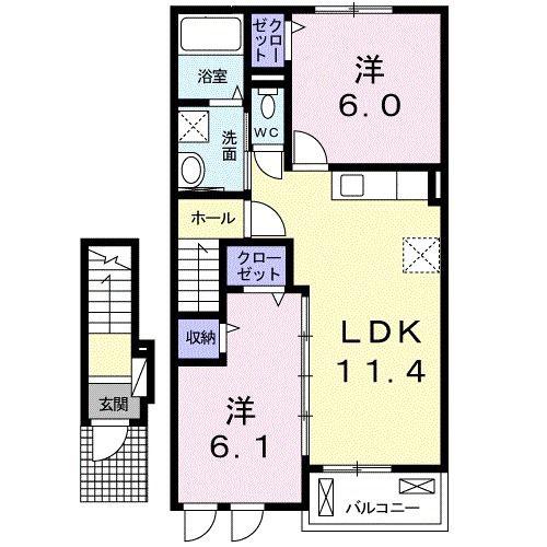 ラ・メゾン・ミニョン II(2LDK/2階)の間取り写真