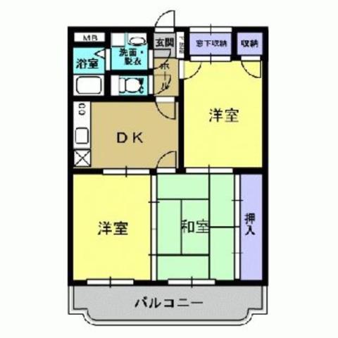 カーサデ・エクラン(3DK/3階)の間取り写真