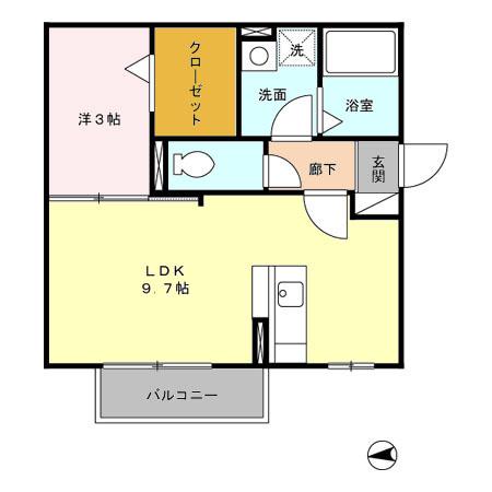 ボナール(1LDK/1階)の間取り写真