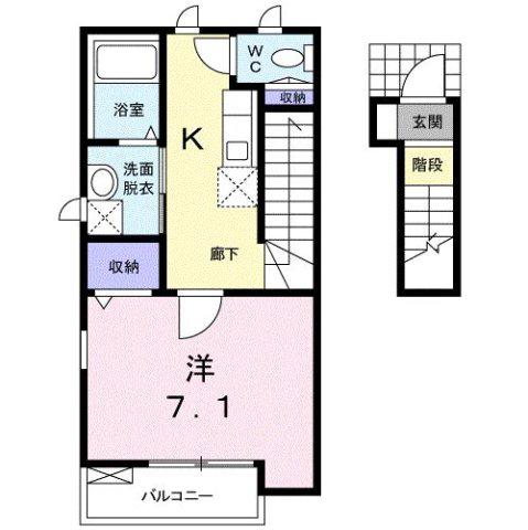 アソシエA(1K/2階)の間取り写真