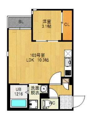 GRANDTIC長町(1LDK/1階)の間取り写真