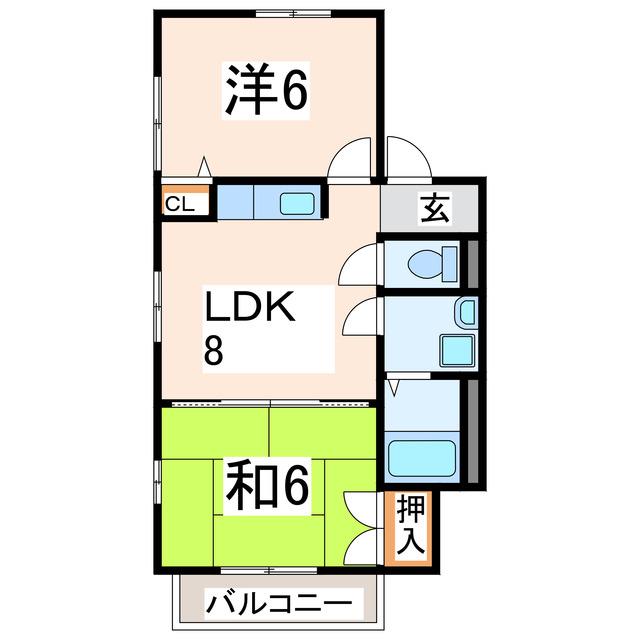 レ・ユ・スィール益城(2LDK/2階)の間取り写真