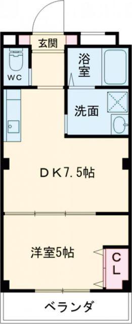 ピース・スクエア八万II A(1DK/3階)の間取り写真