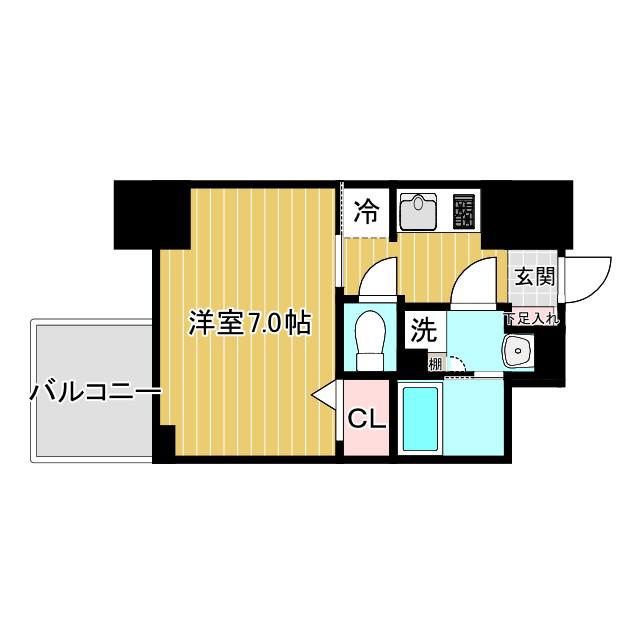 S-RESIDENCE難波大国町DEUX(1K/12階)の間取り写真