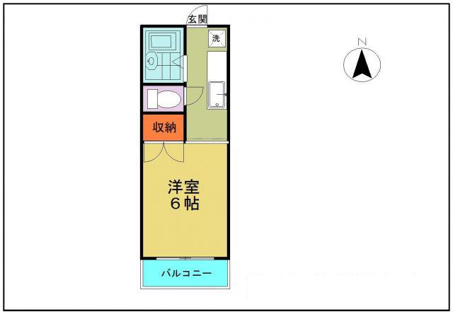 スカイピア高崎(1K/2階)の間取り写真