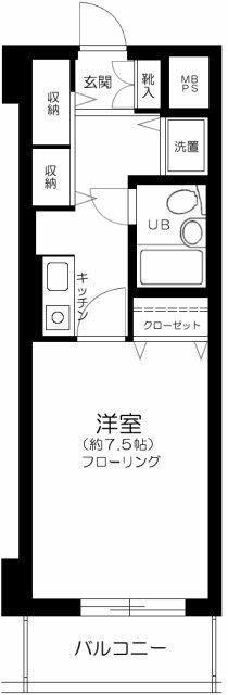 ライオンズマンション高津(1K/4階)の間取り写真