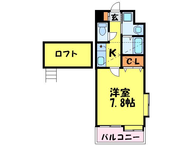フォステリア大橋(1SK/6階)の間取り写真