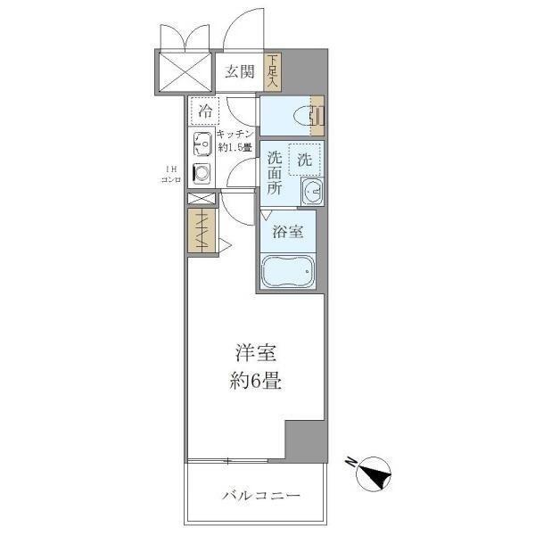 シエル白山B館(1K/5階)の間取り写真
