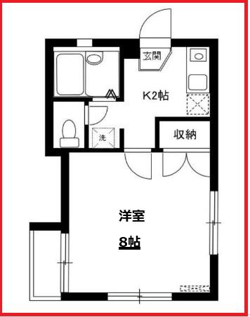 ボンヌシャンス(1K/2階)の間取り写真