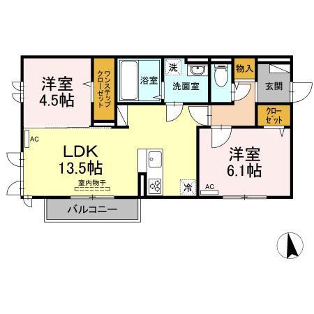 カーサグランデ(2LDK/3階)の間取り写真