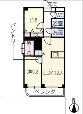 メゾン・リヴィエール(2LDK/1階)の間取り写真