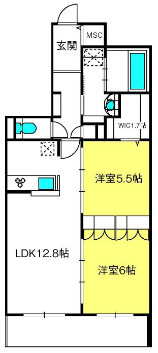 ルーチェ スギヤマ(2LDK/1階)の間取り写真
