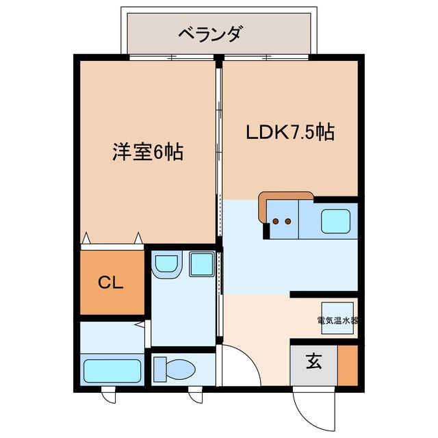 チロリンVILLAGE(1LDK/2階)の間取り写真