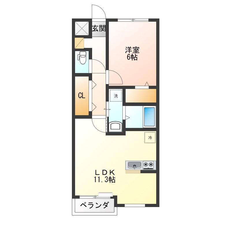 ラックスコート(1LDK/2階)の間取り写真