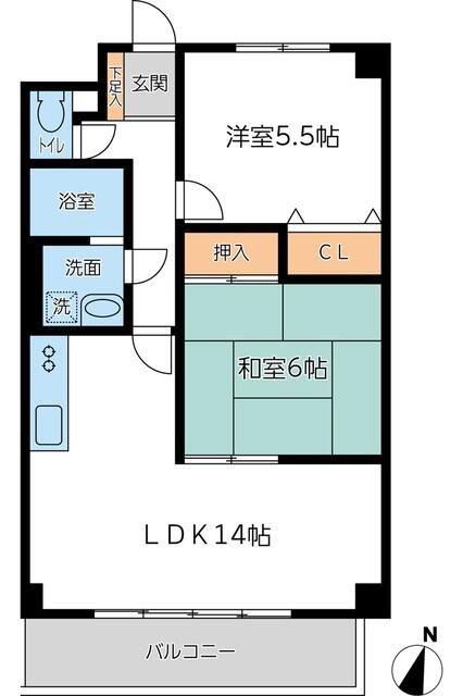 ドミール相模大野(2LDK/3階)の間取り写真