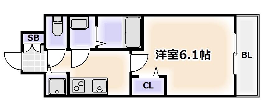 プレサンス THE TENNOJI 逢阪トゥルー(1K/8階)の間取り写真