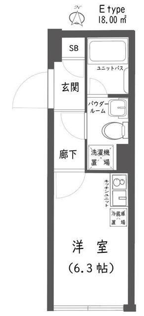 MV.IMP初台(1K/3階)の間取り写真