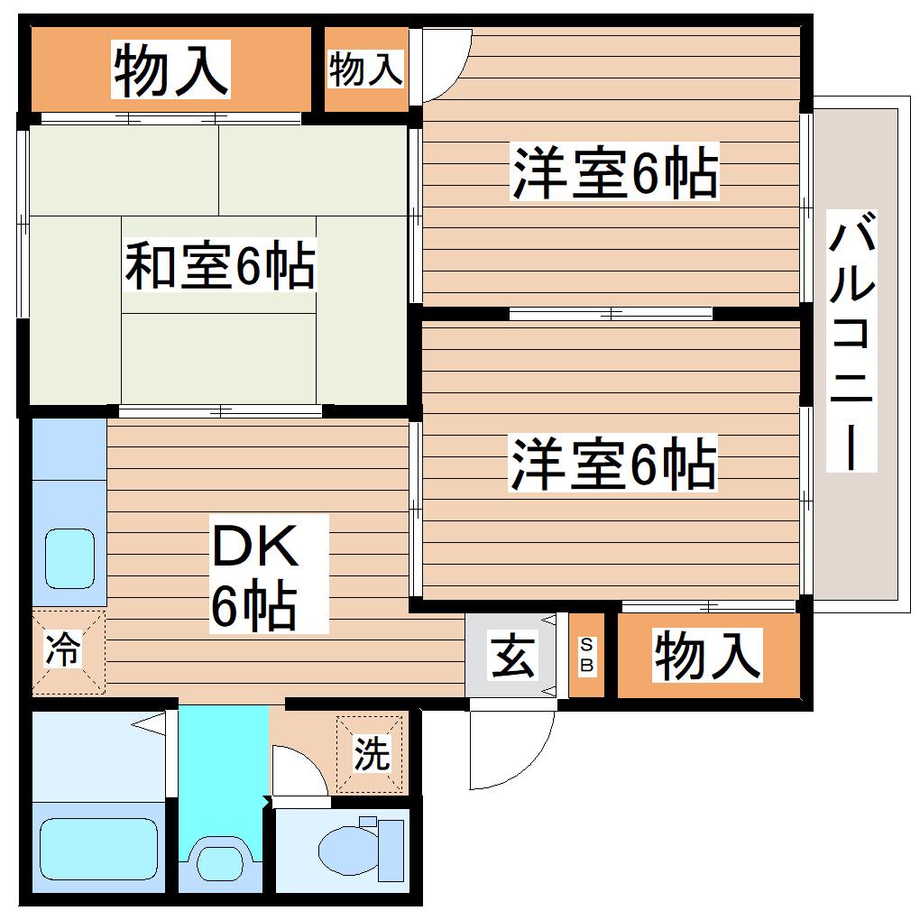 セジュール舘III(3DK/2階)の間取り写真